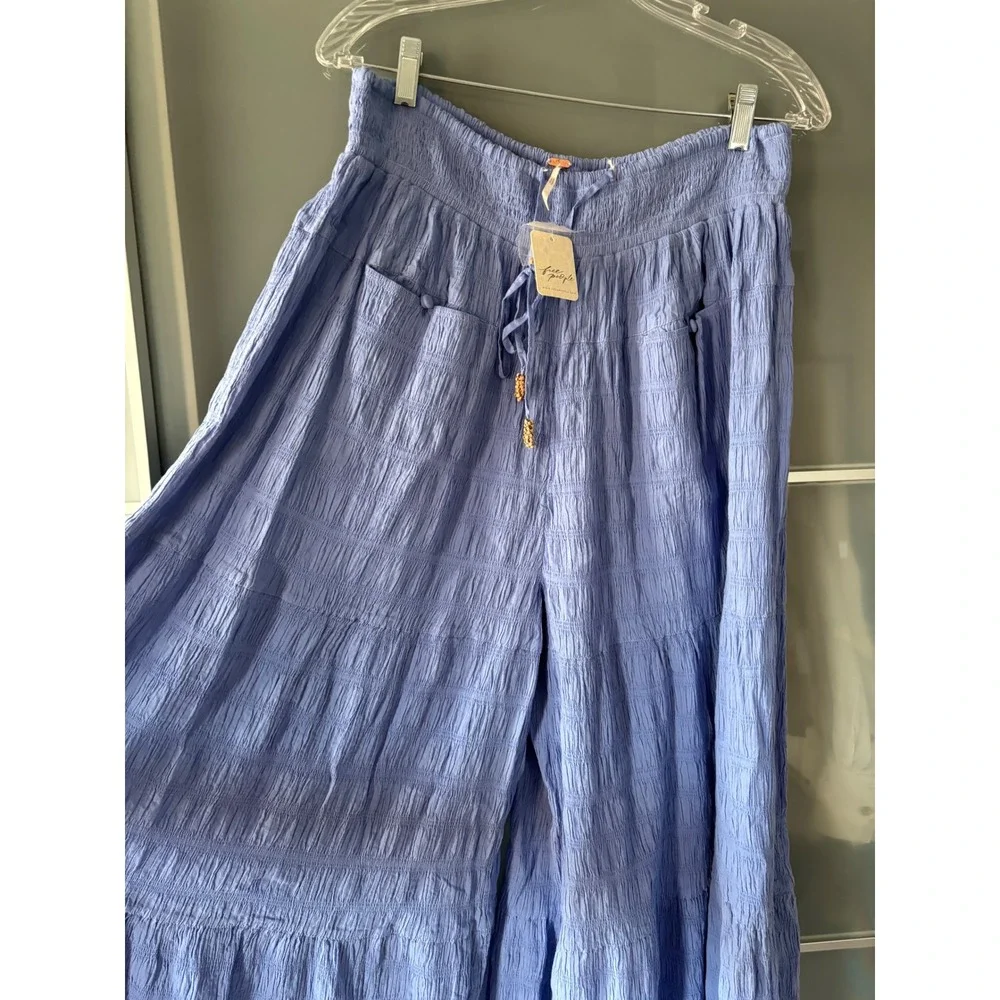 NWT** Free People In Paradise Wide Leg Pant Parachute Misty Dawn Medium Gauze